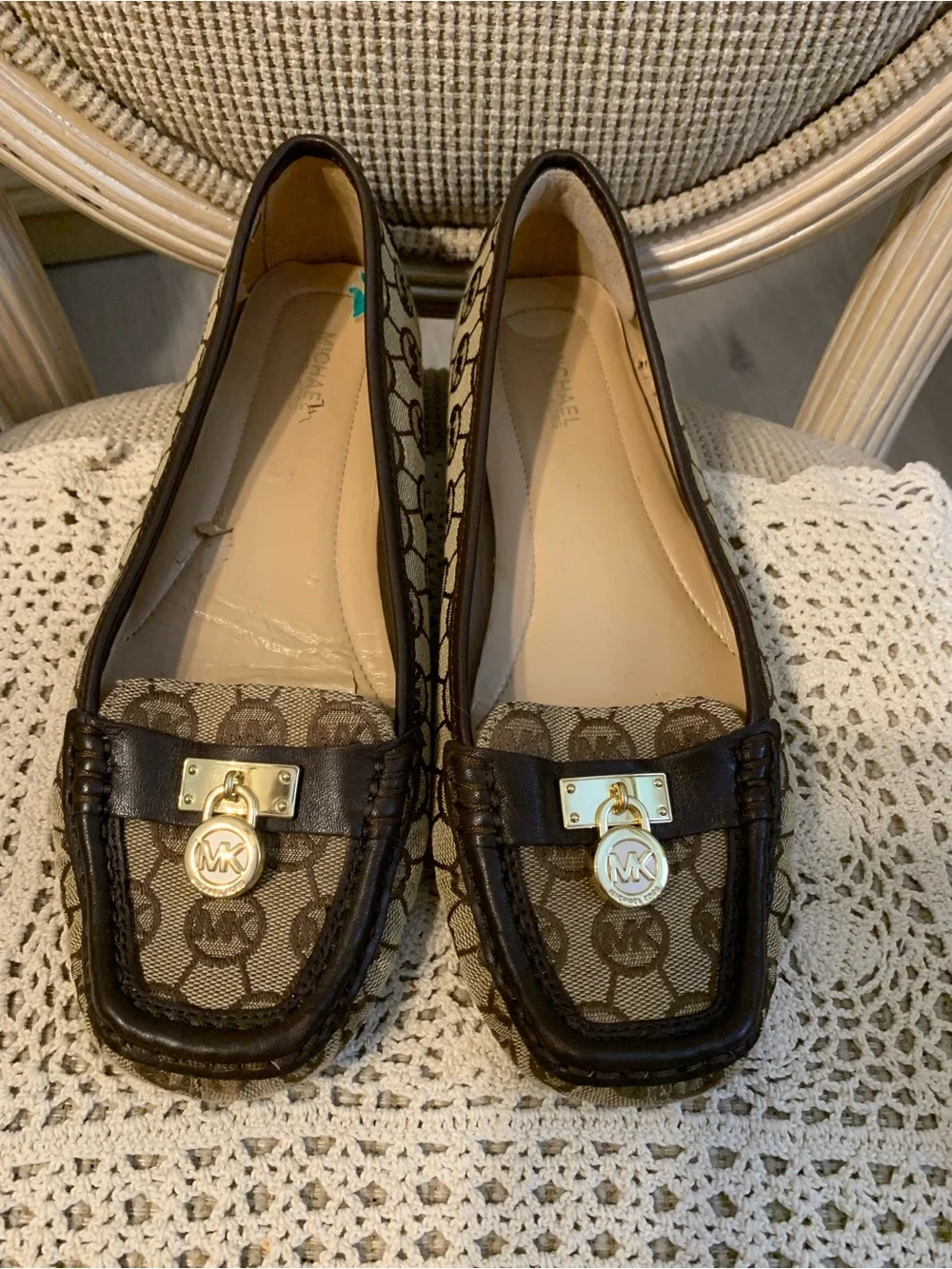 Michael Kors Hamilton monogram jacquard loafers size 8